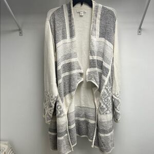 Coldwater Creek Women's Open Front Cardigan in Gray and White